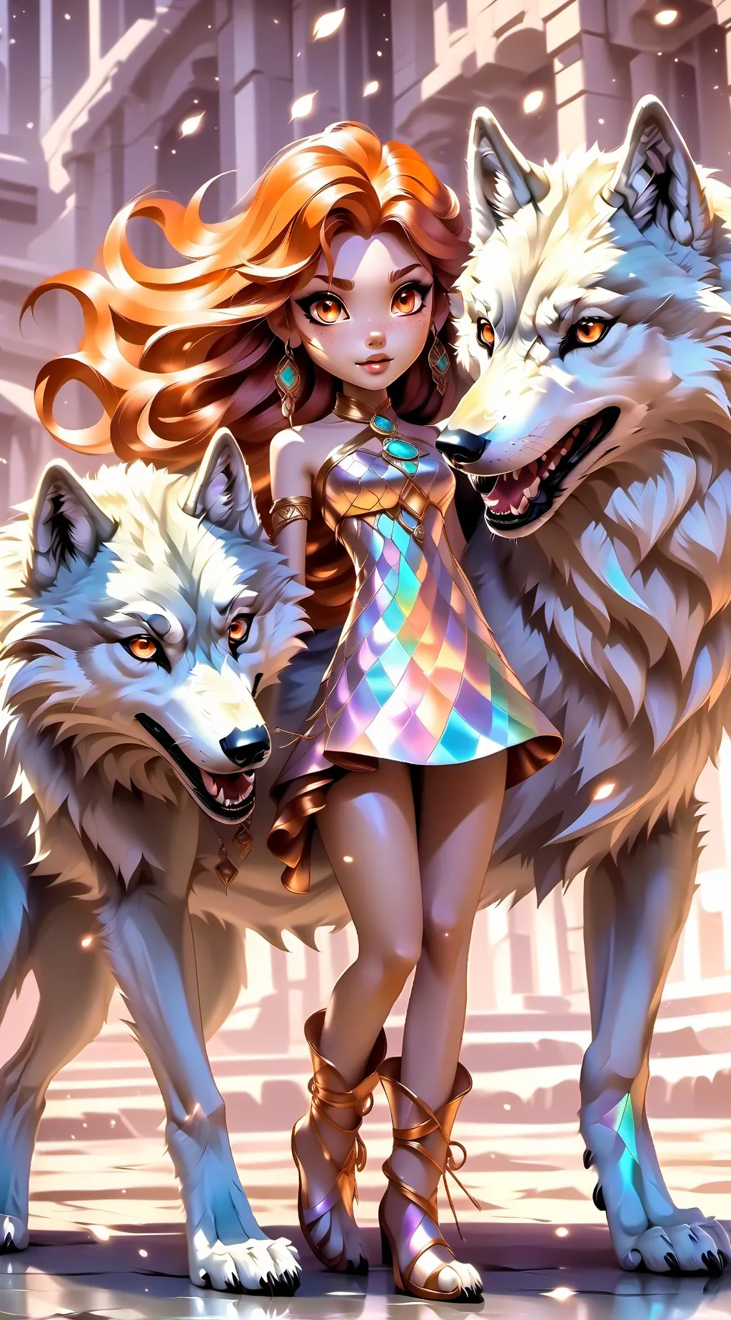 ai character: wolf girl background