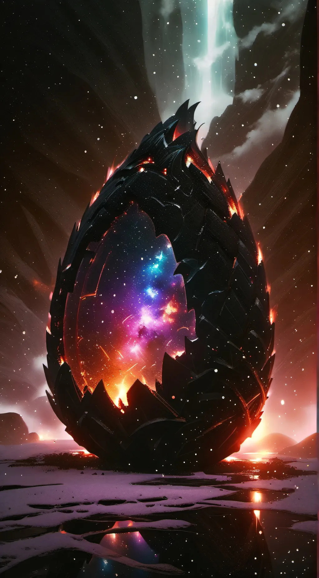 ai character: Galaxy dragon egg background