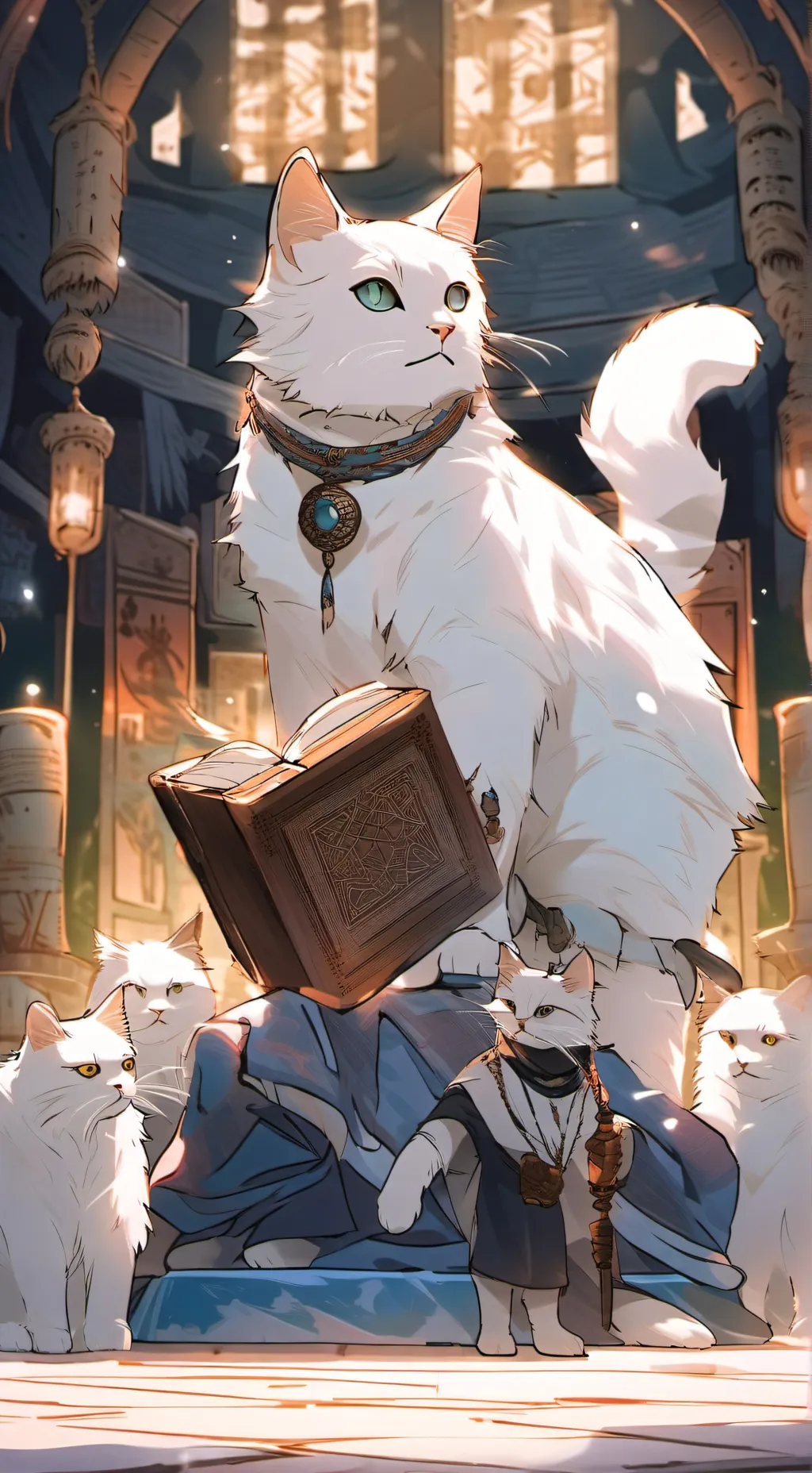 ai character: Bible cat vs Smile background