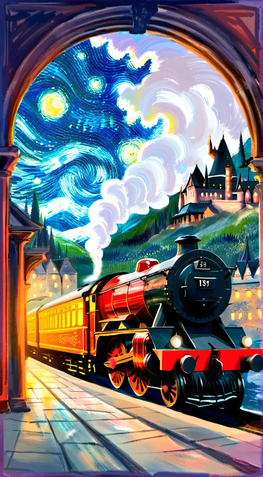 ai character: Hogwarts Express background