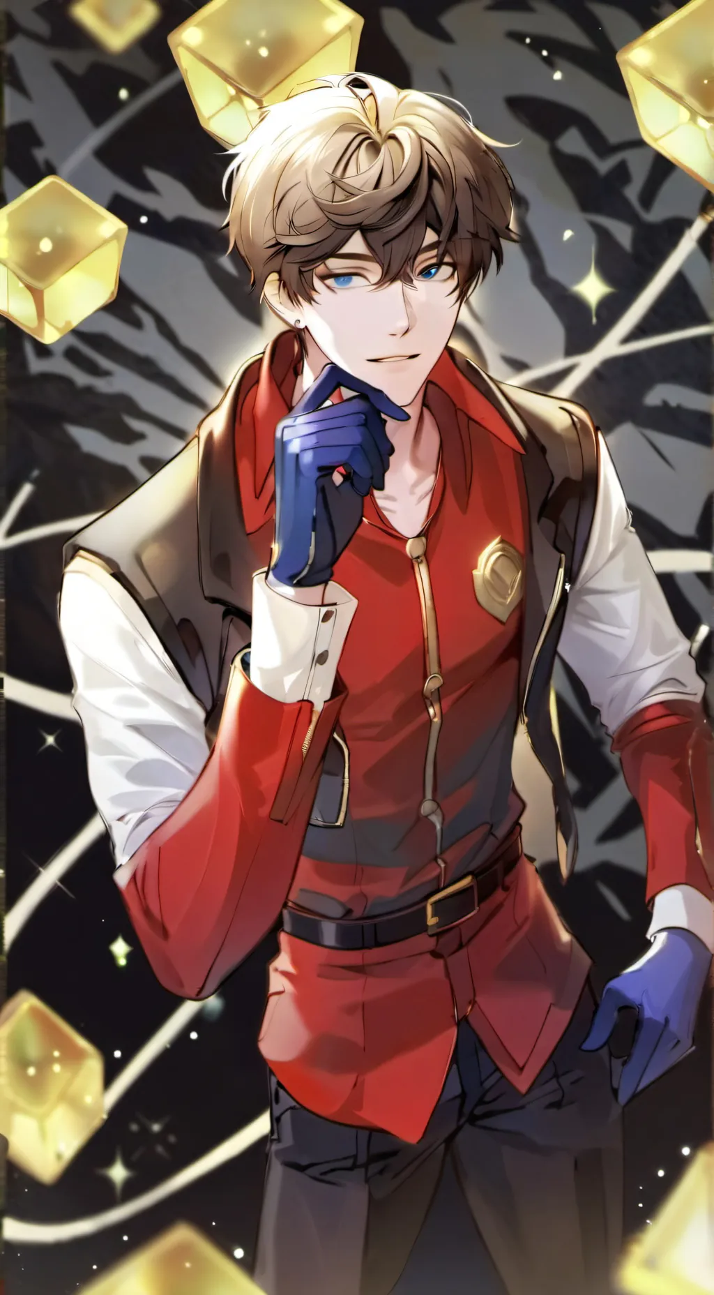 ai character: fire man  background