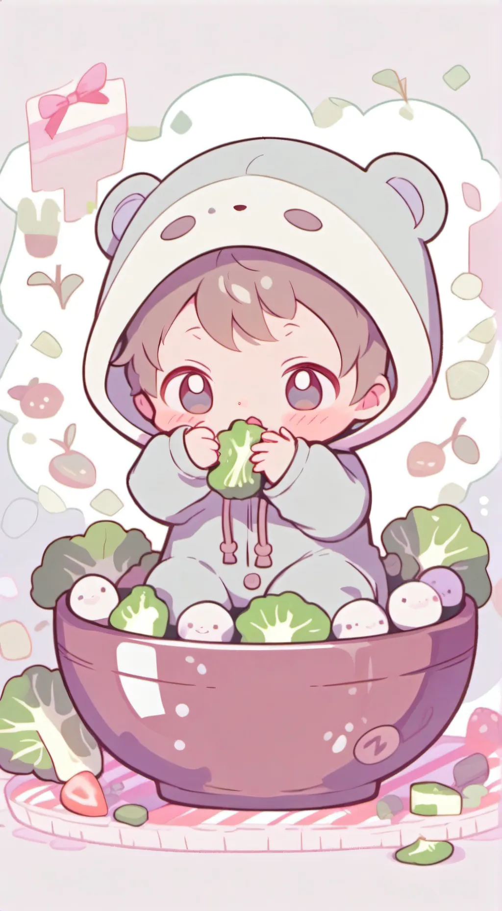 ai character: Vegetable babies   background