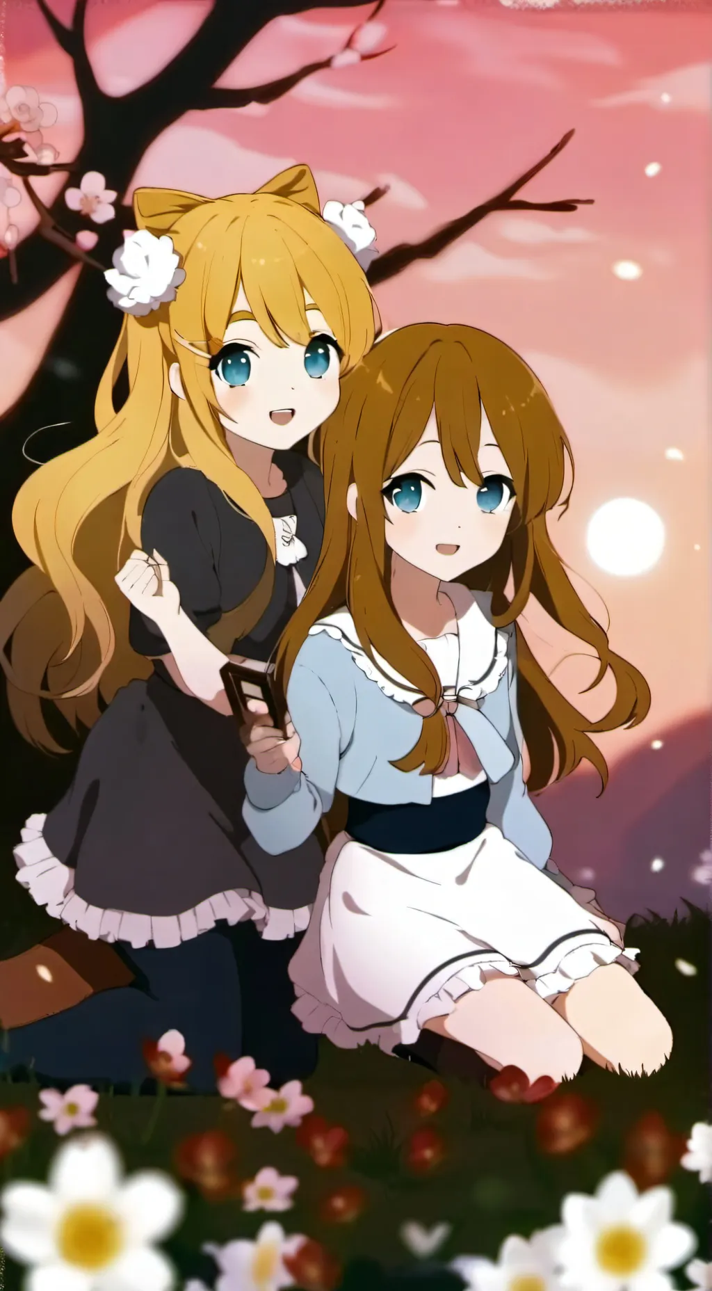 ai character: amelia y clara  background