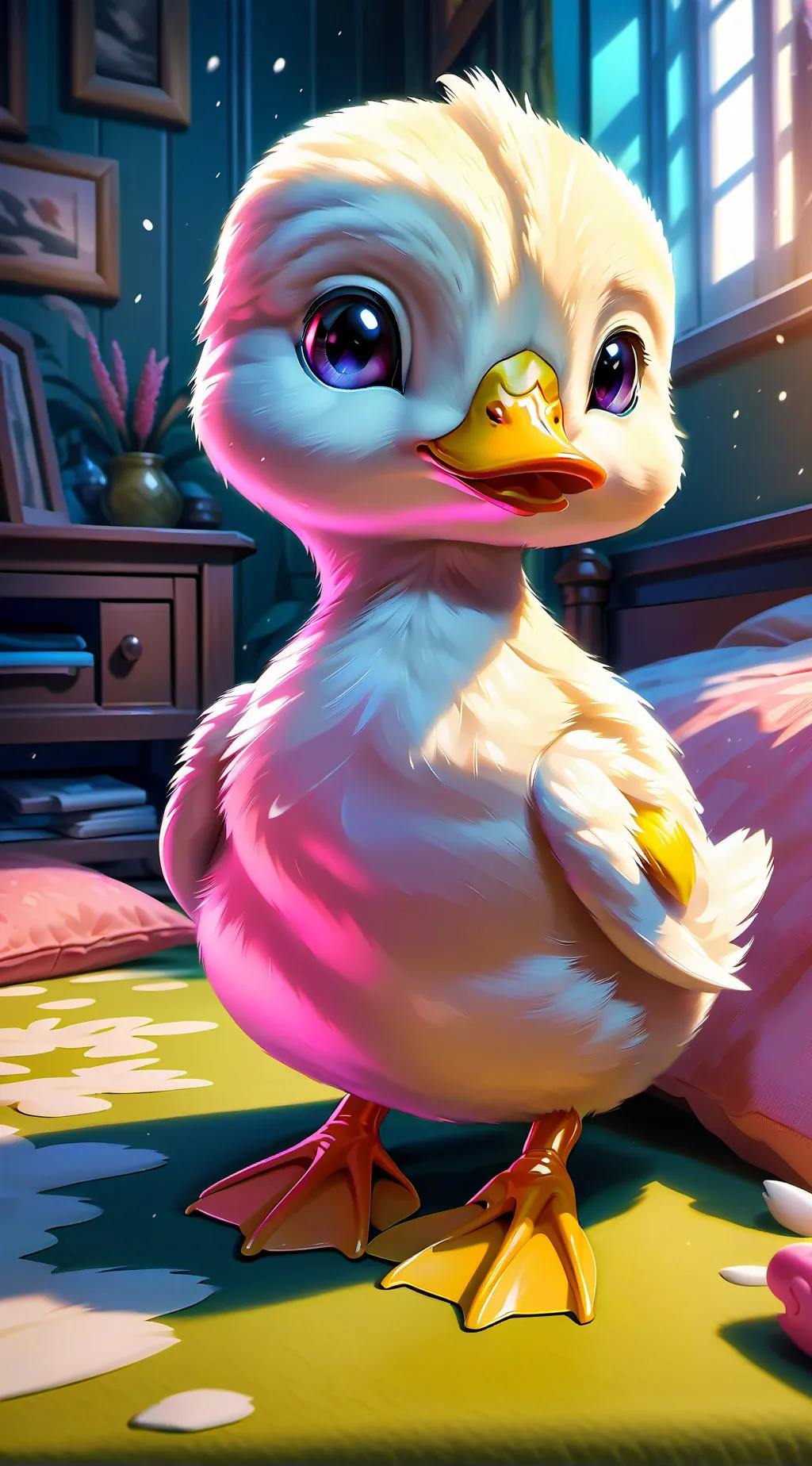 ai character: a lucky duck rehe background