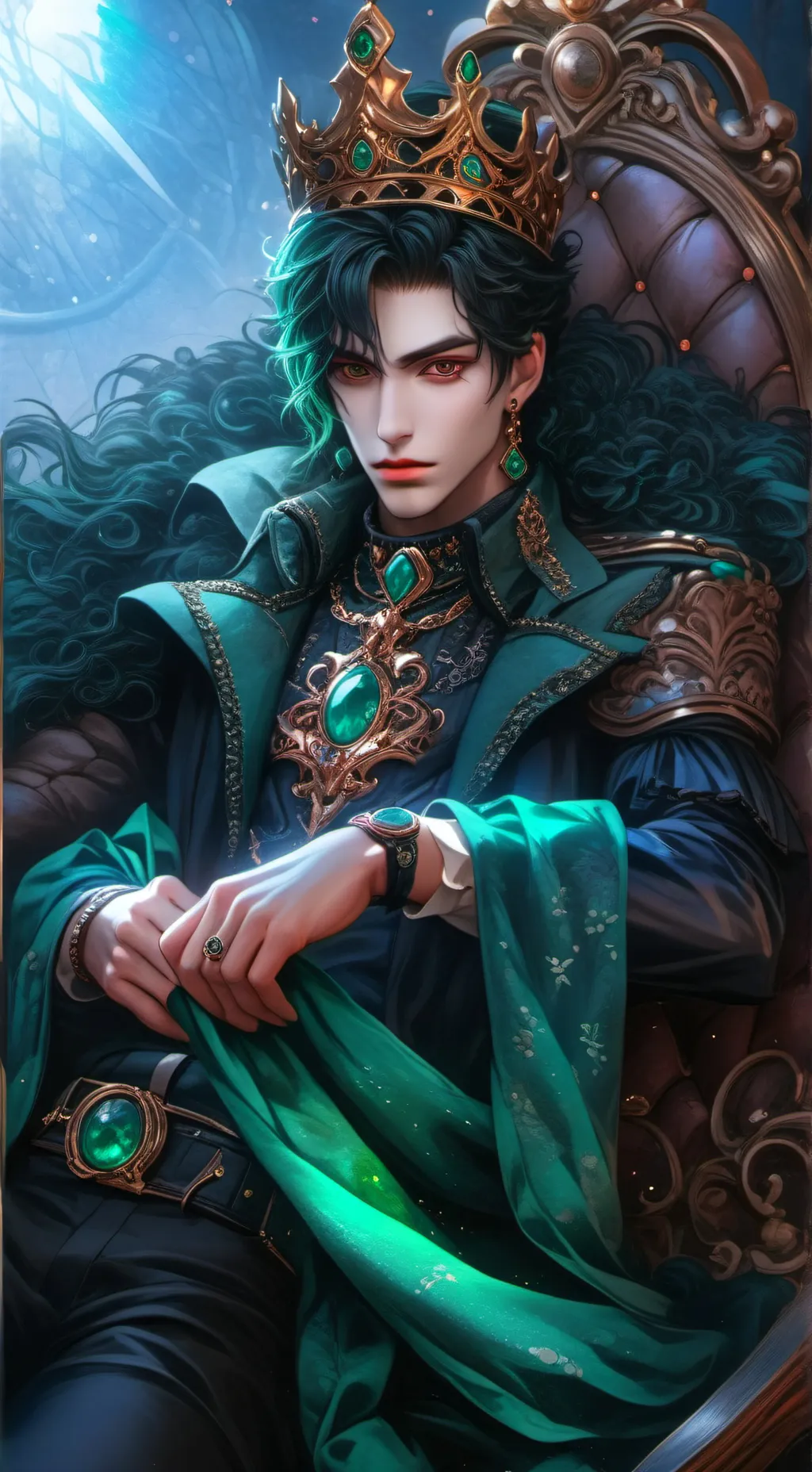 ai character: Emerald king background