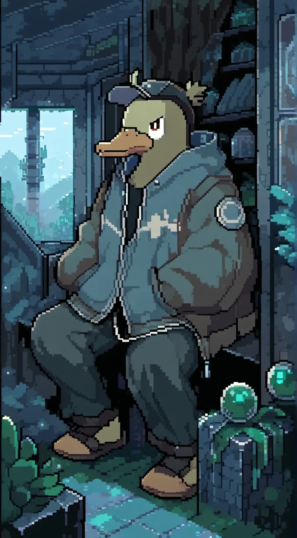 ai character: duck bro background