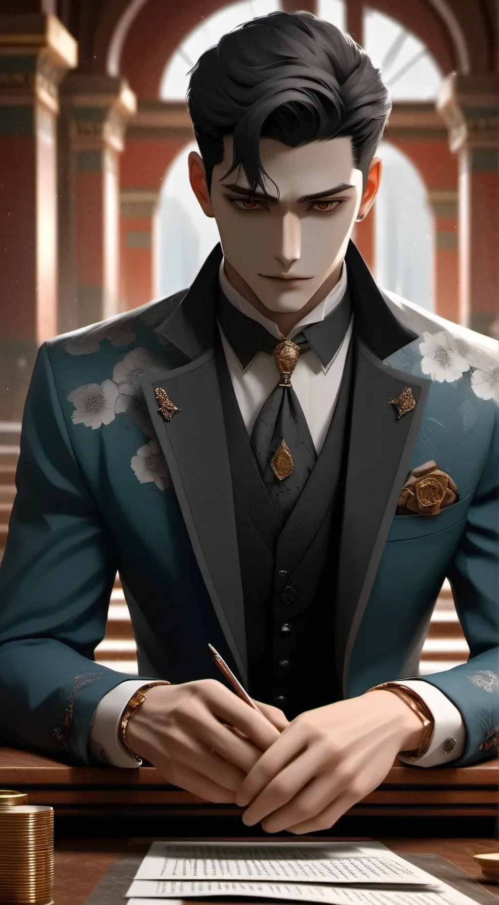 ai character: Asher Coismell background
