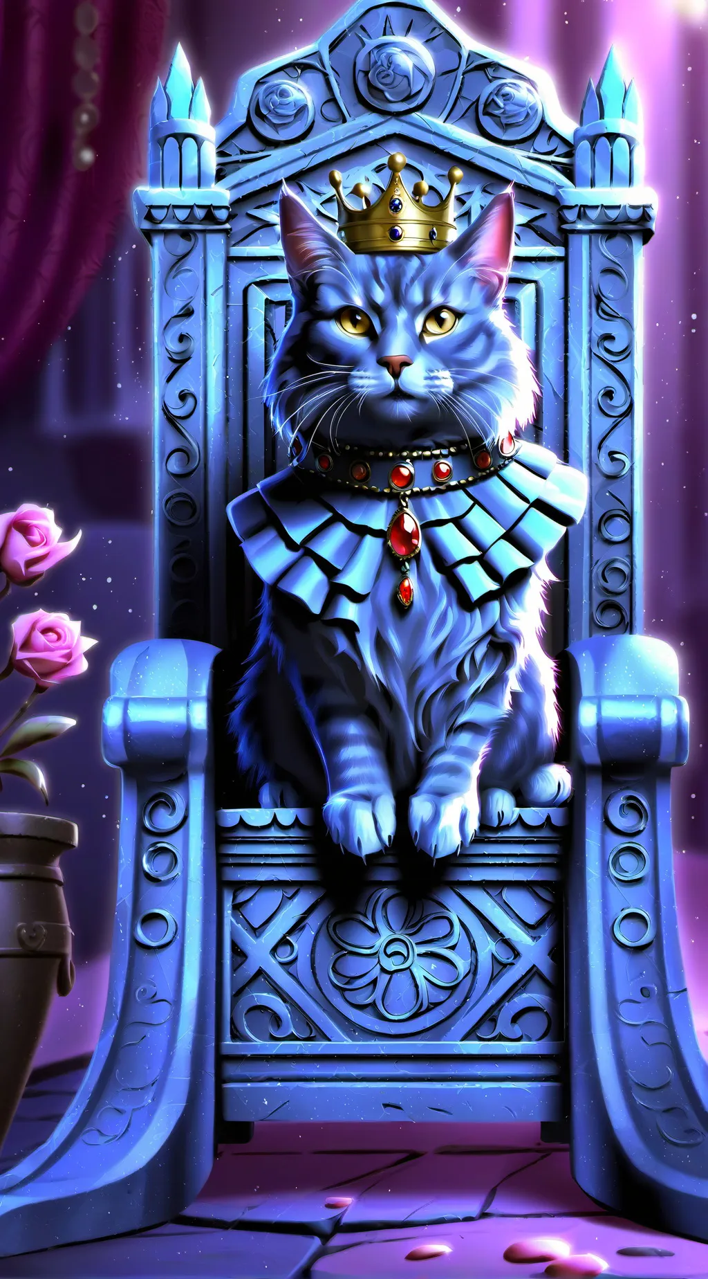 ai character: Queen Cat background