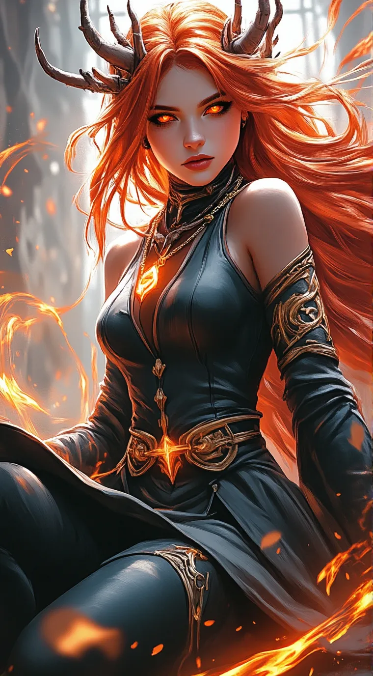 ai character: red hair. background