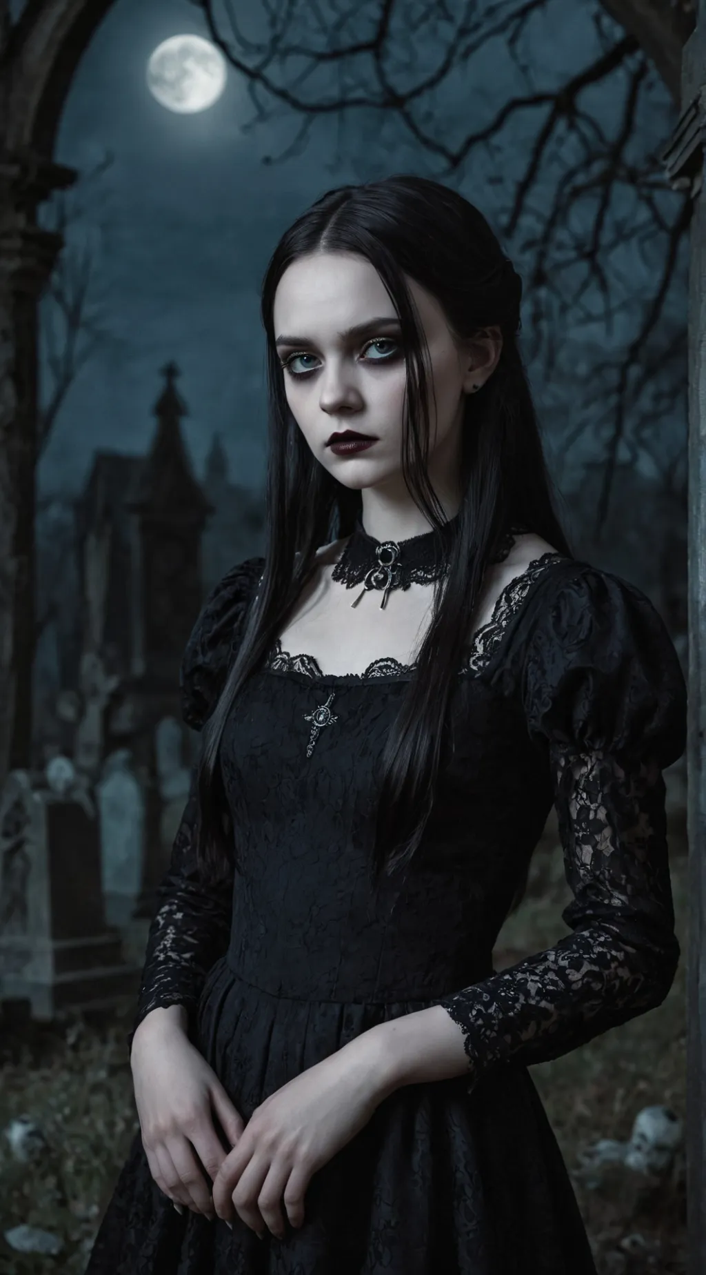 ai character: Wednesday Addams background