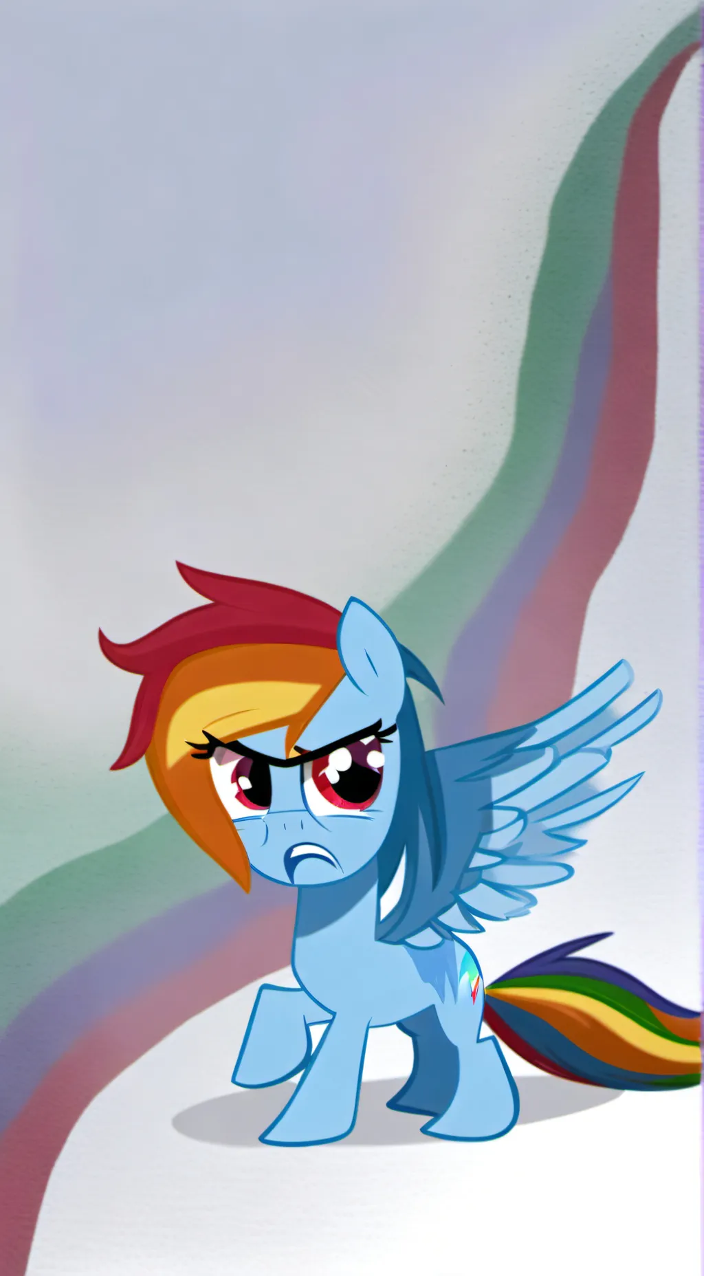 ai character: Mad Rainbow Dash  background