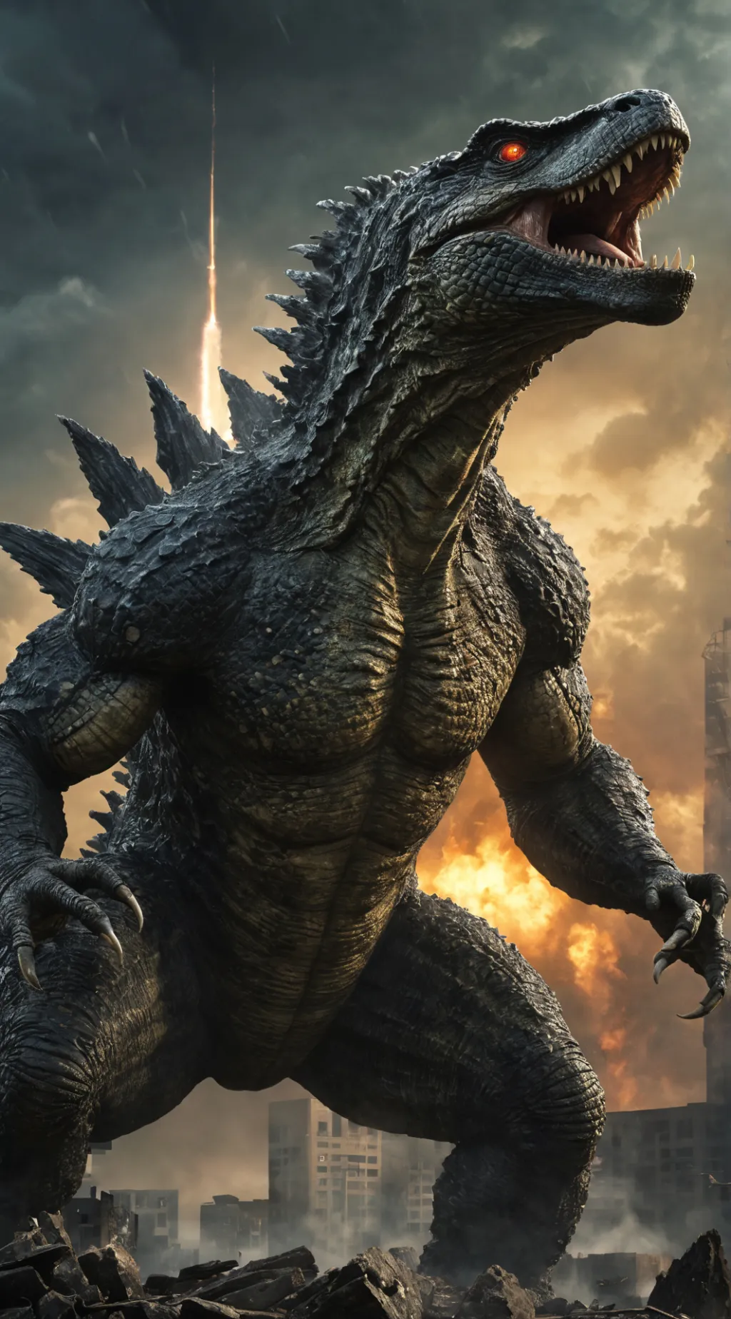 ai character: Godzilla background