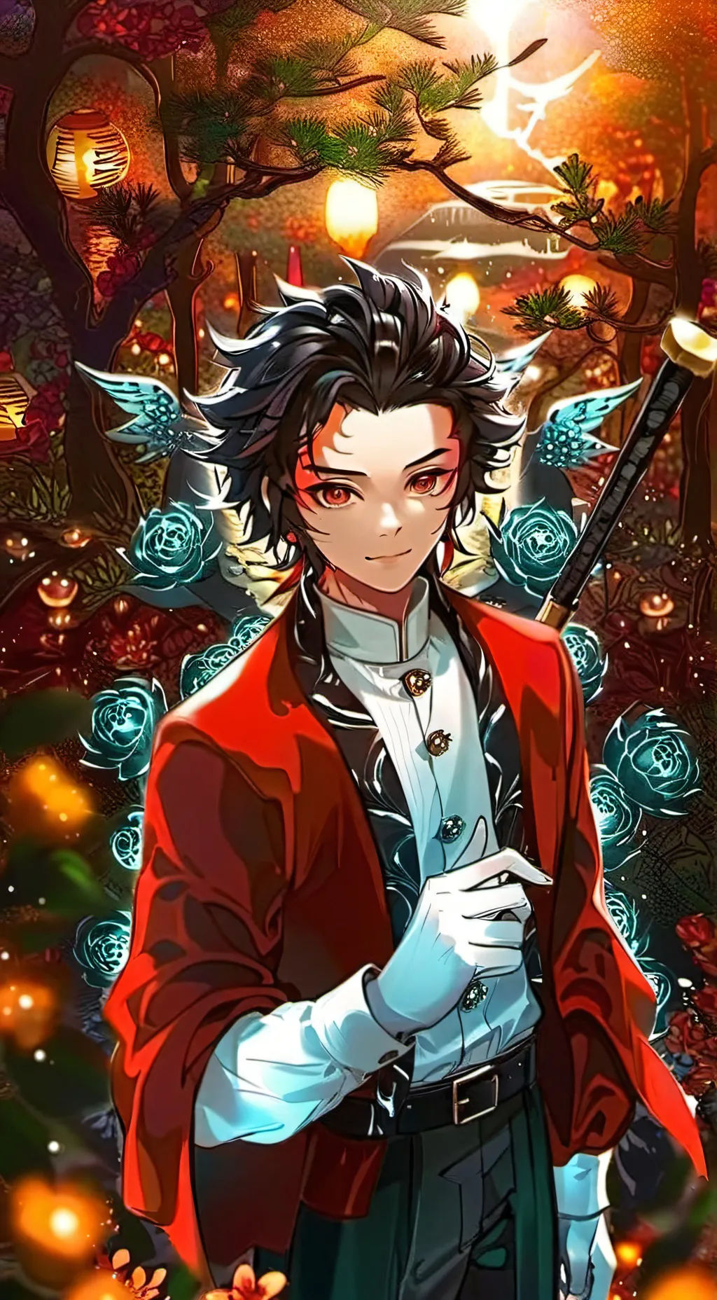 ai character: Kny soirée fête background