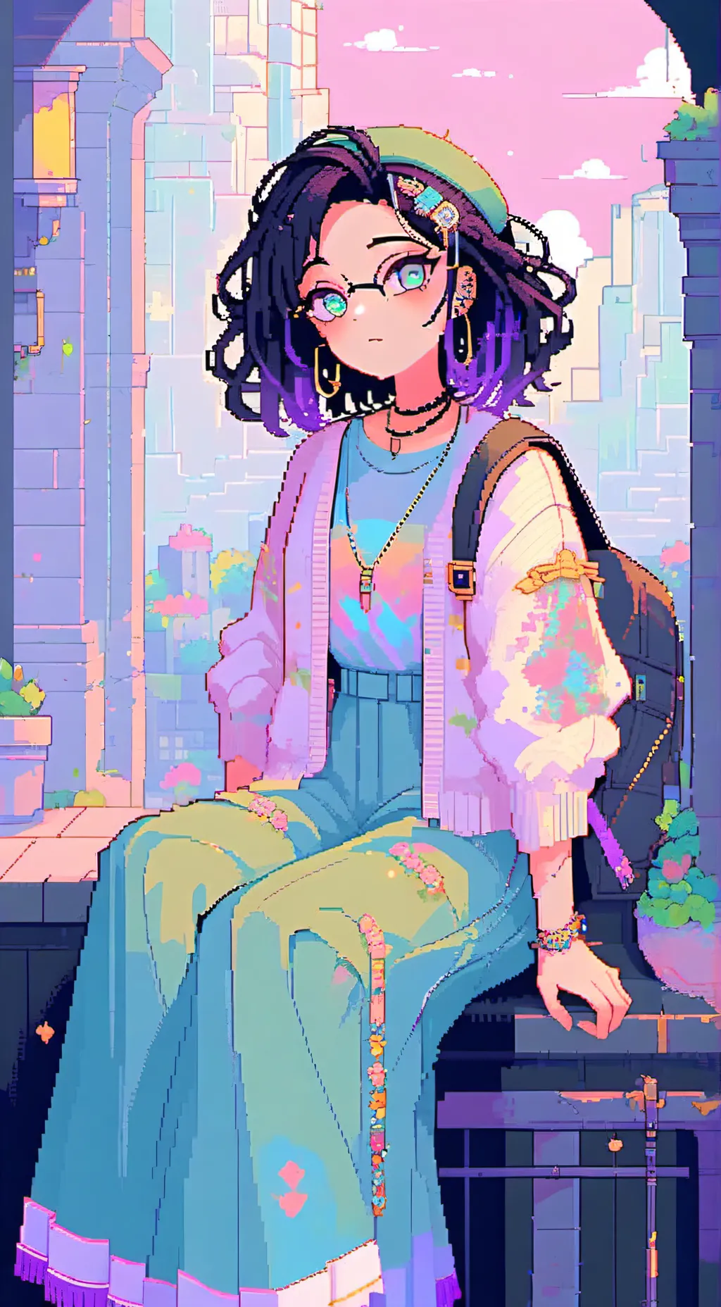 ai character: MHA pool party background