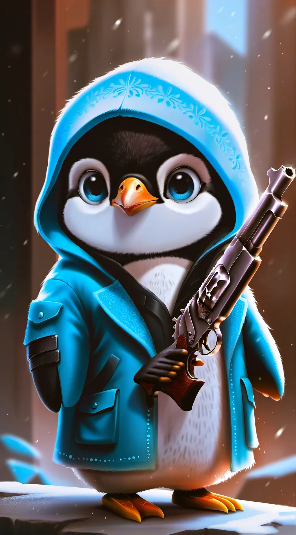 ai character: pingüino  background