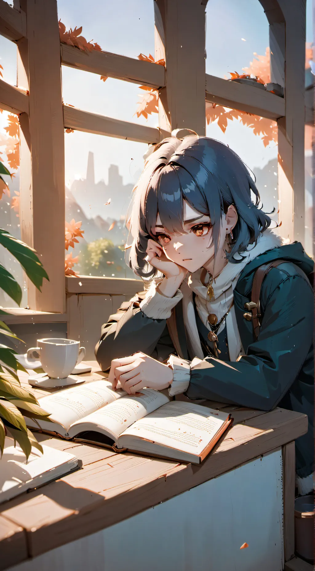 ai character: Mha sad  background