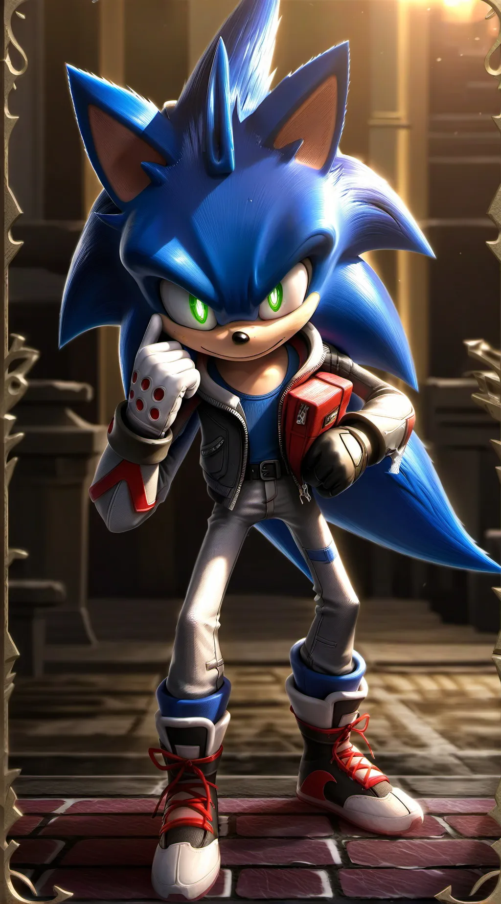 ai character: Sonic Christmas background
