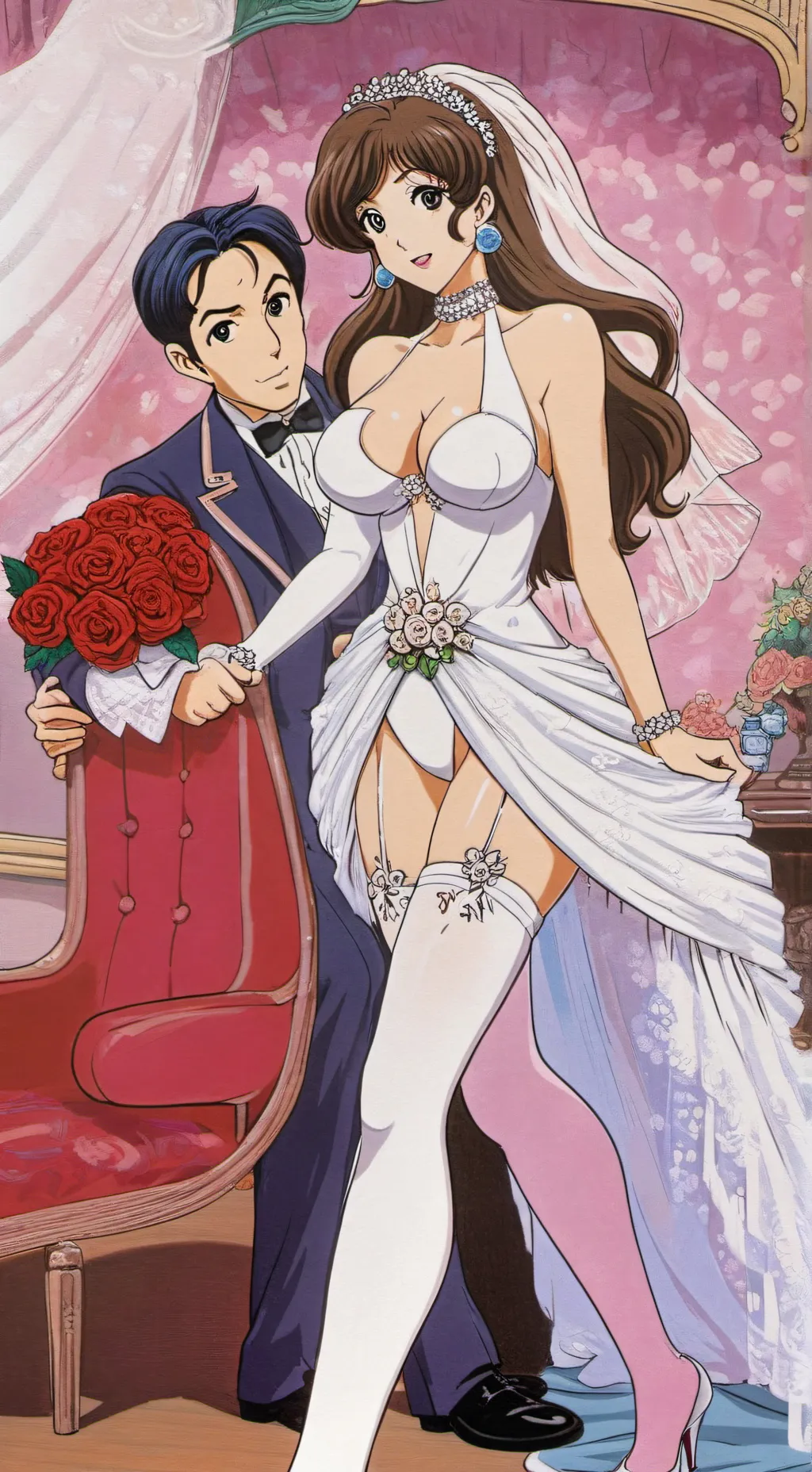 ai character: The bride  background