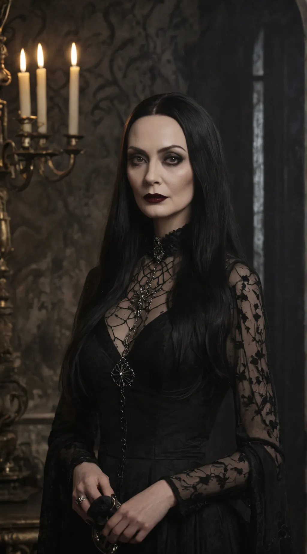 ai character: Morticia Addams background
