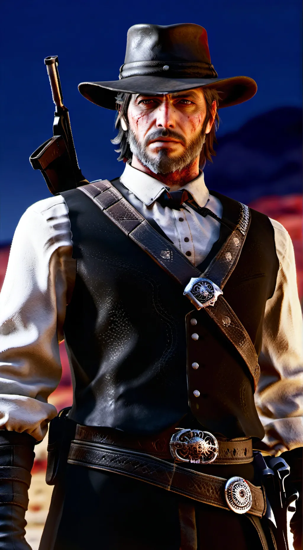 ai character: Aurther morgen RDR background