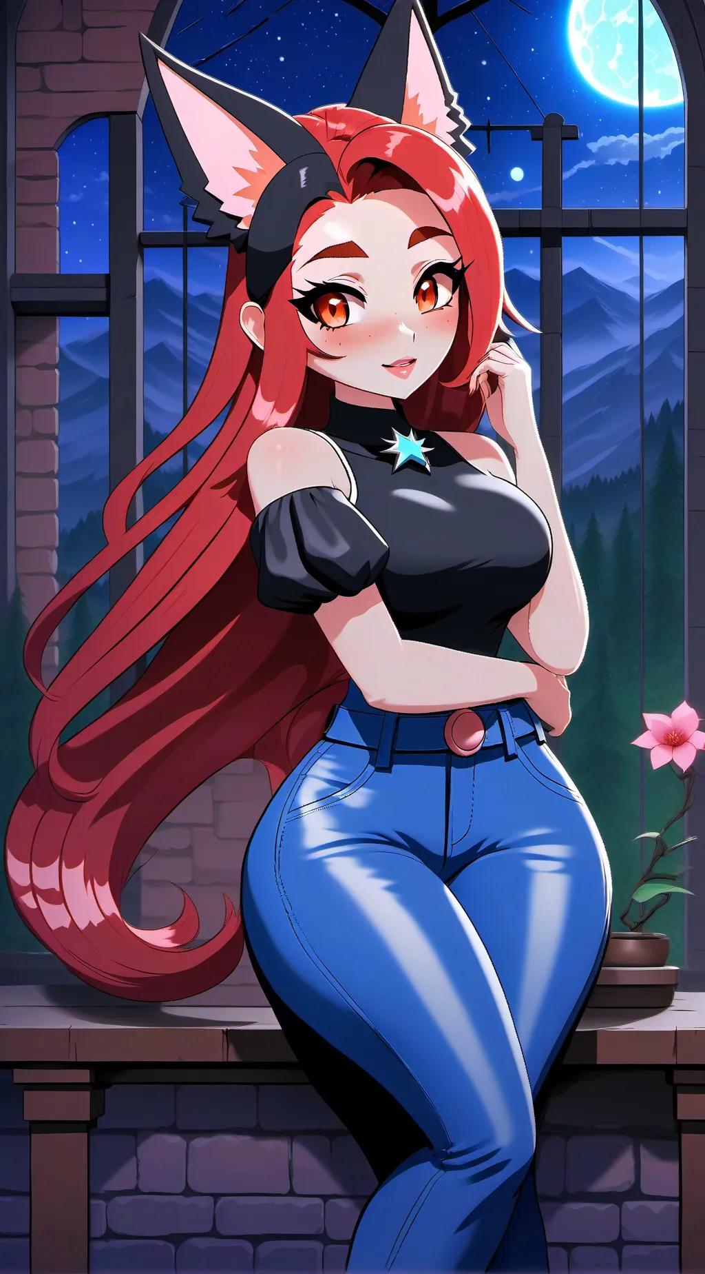 ai character: Mha grotte magique background