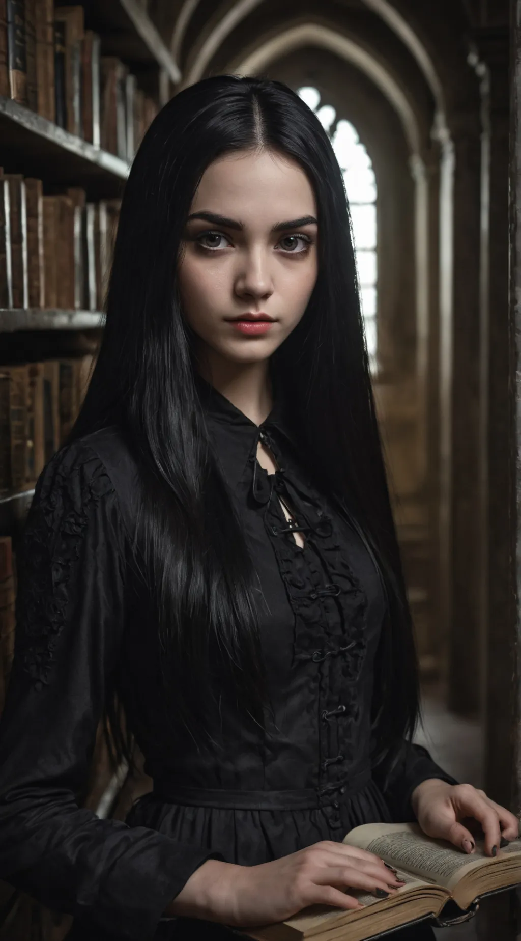 ai character: Wensday Addams background