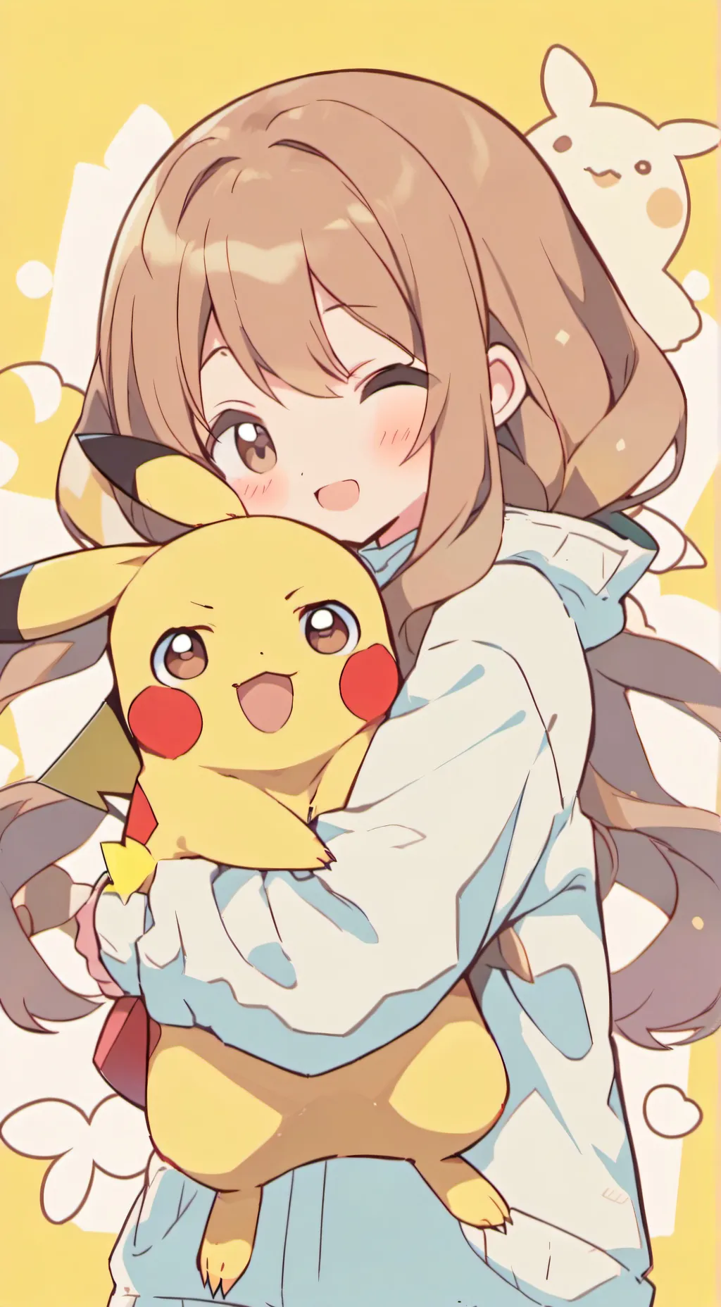 ai character: Emily & Pikachu background