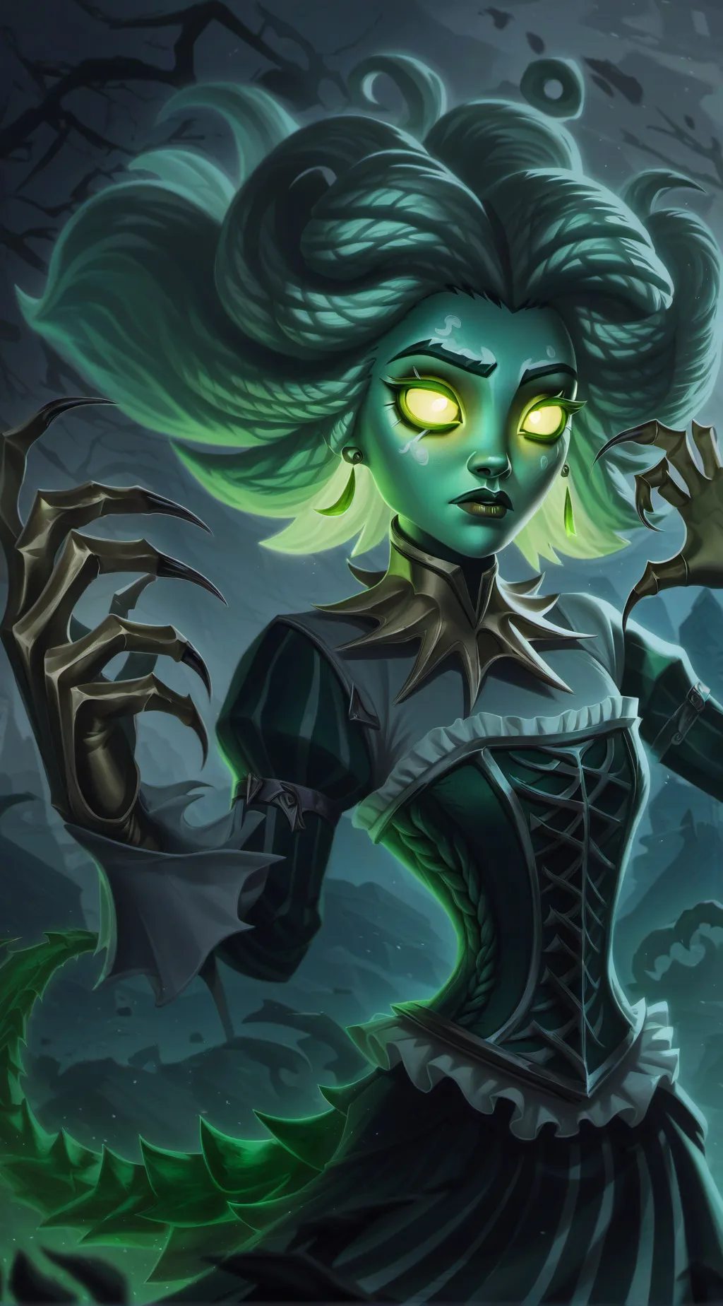 ai character: Medusa  background