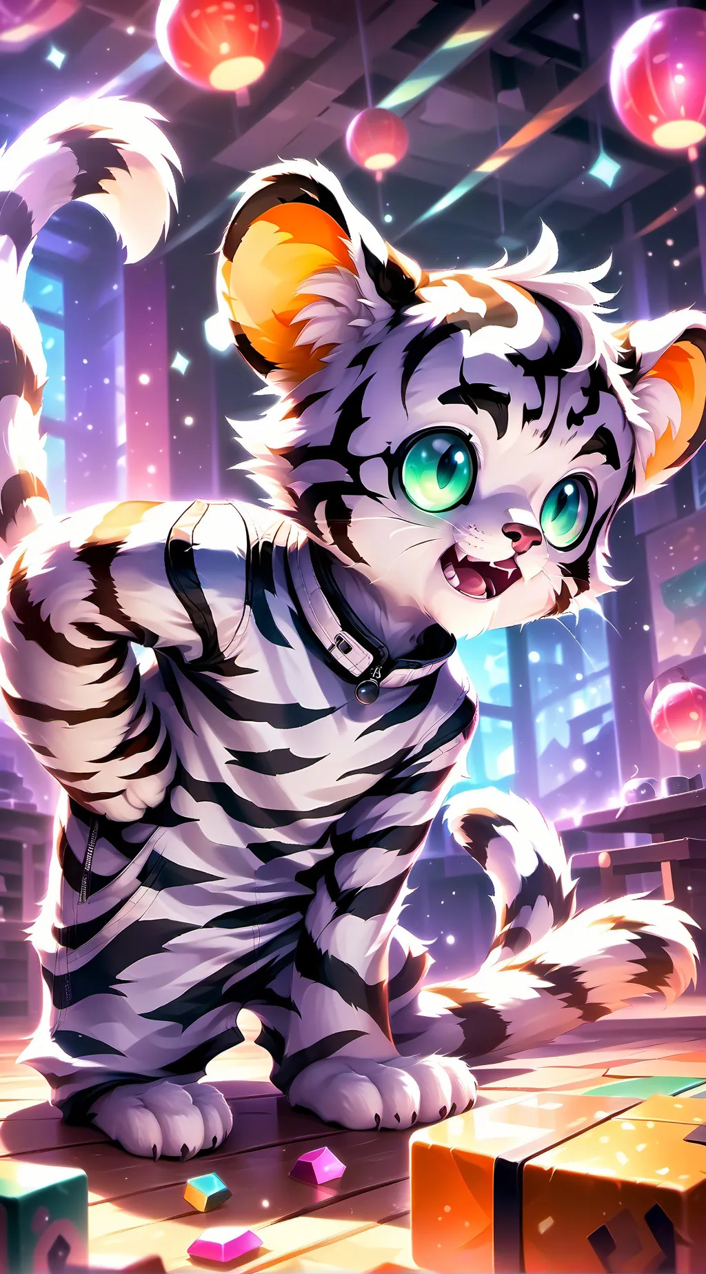 ai character: Tiger Stripe Furry background