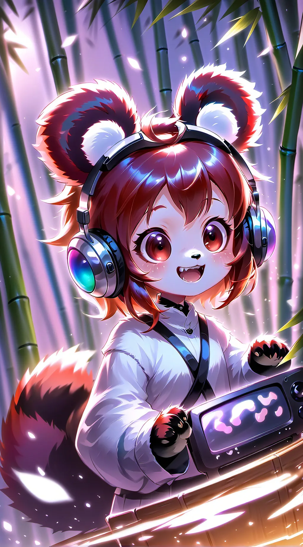 ai character: Russet Panda Furry background