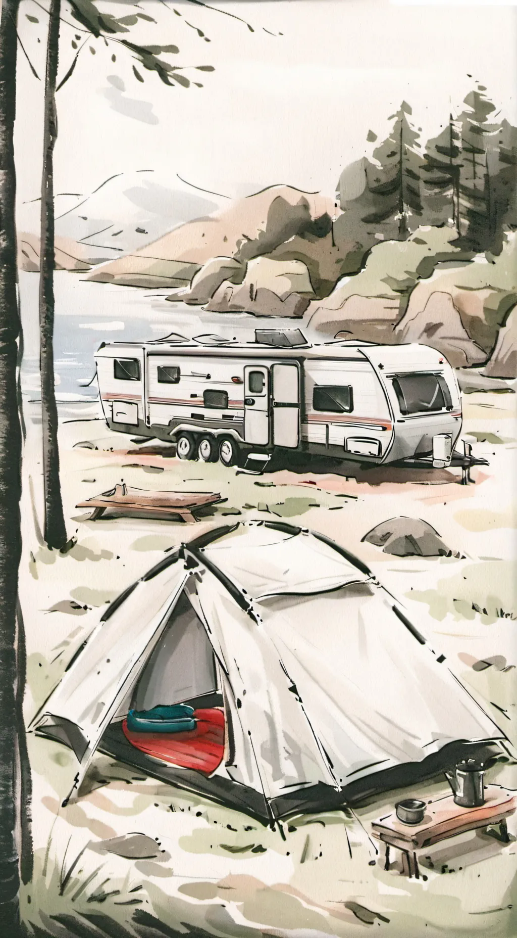 ai character: FPE camping trip background