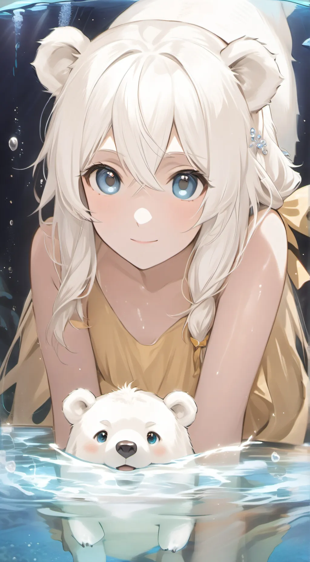 ai character: Maísa the Polar Bear Spirit background