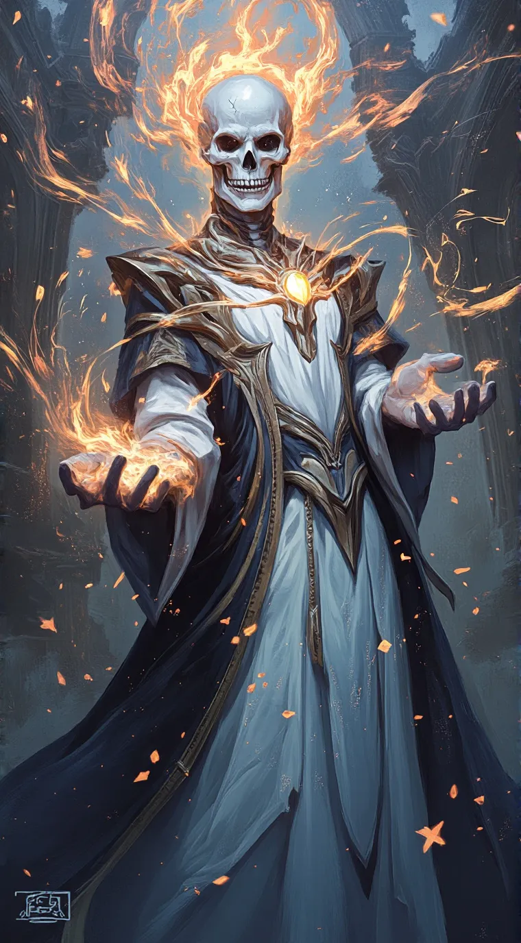 ai character: Skeleton king. background