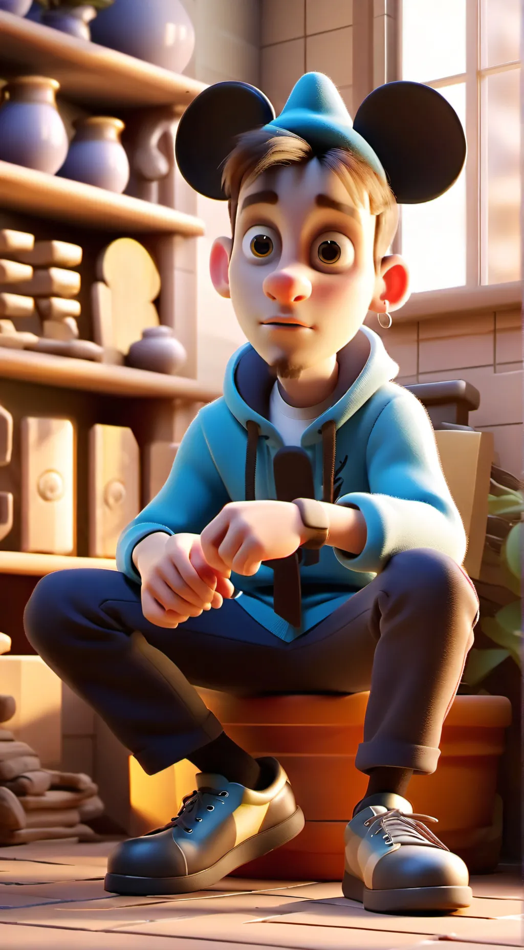 ai character: disny dump boy background