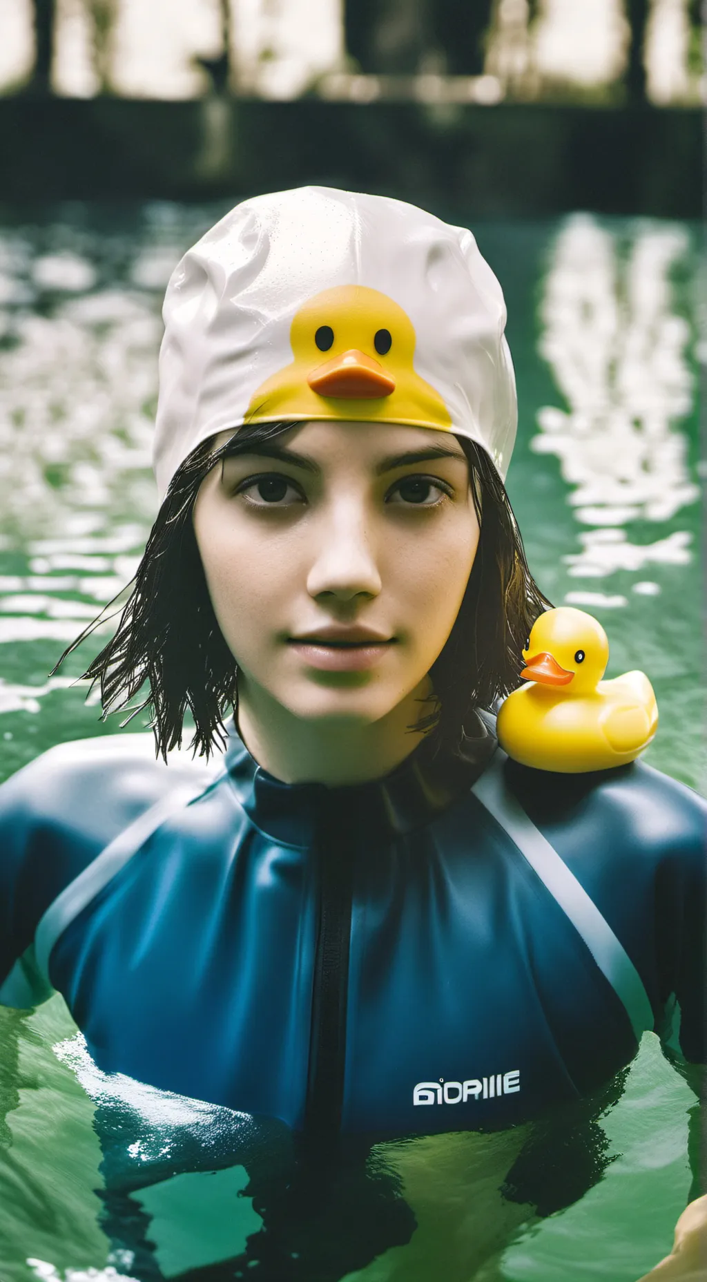 ai character: bath swimmer  background