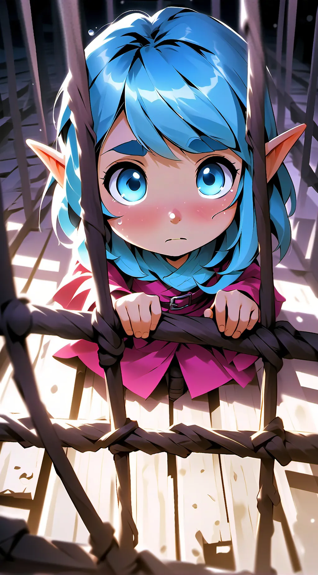 ai character: sad elf girl background