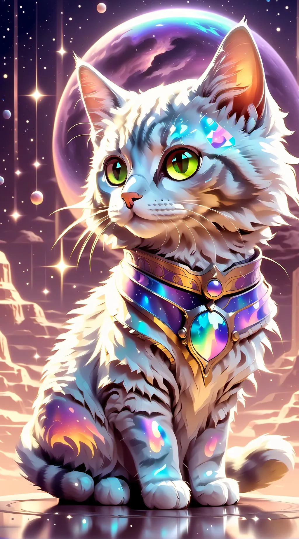 ai character: Cosmic cat background