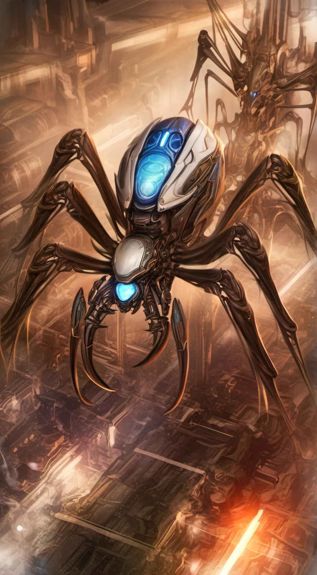 ai character: futuristic spider background