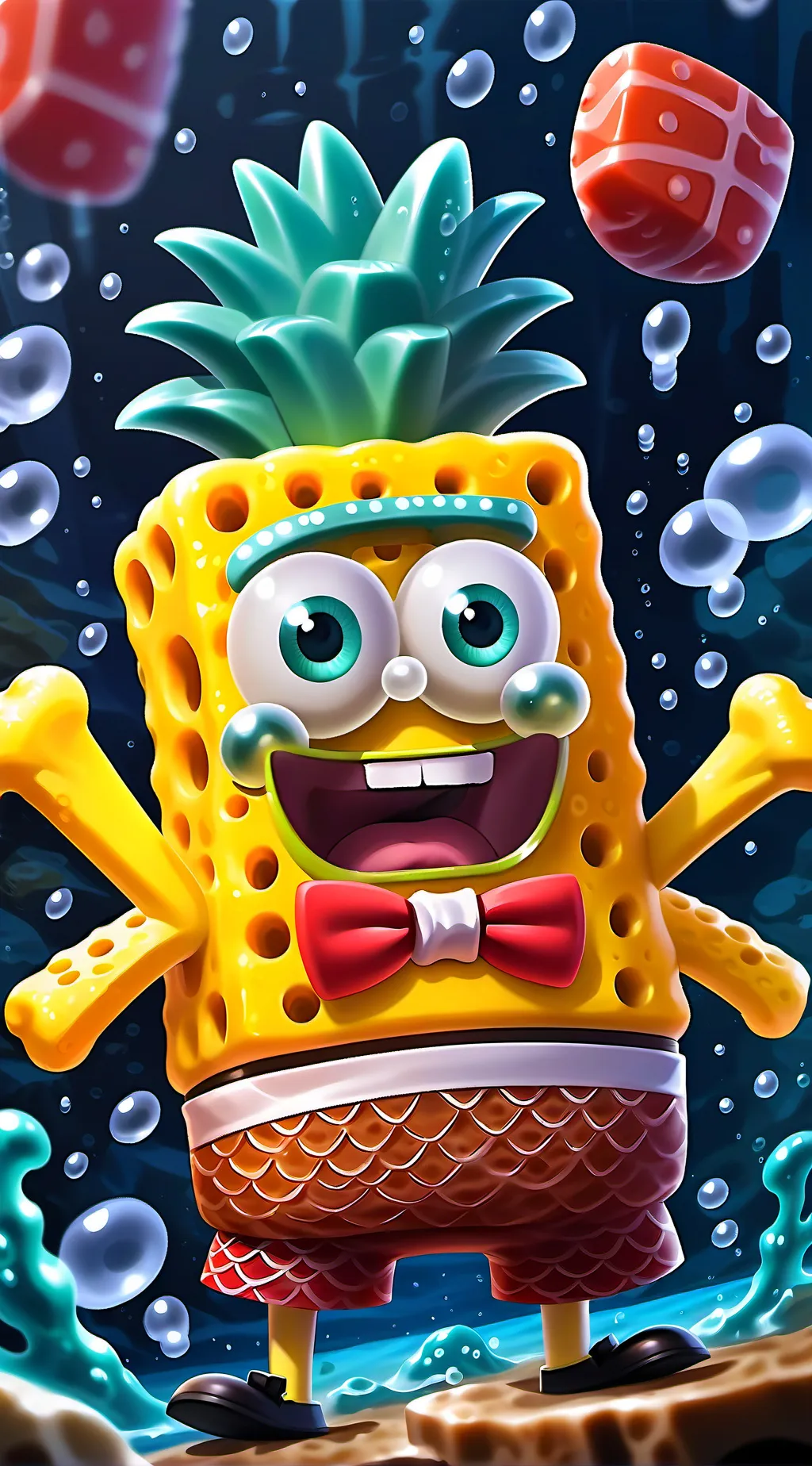 ai character: SpongeBob SquarePa background