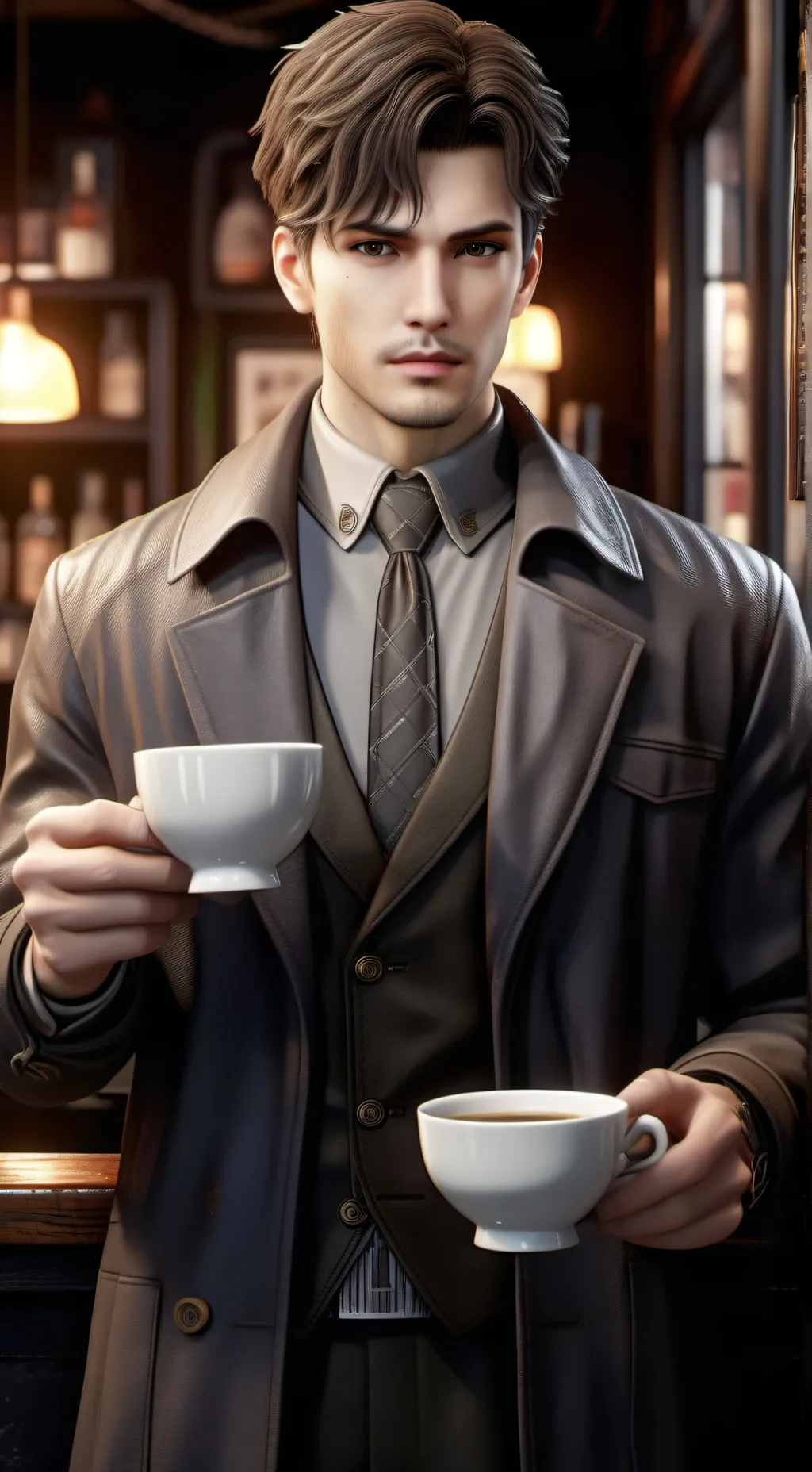 ai character: The Latte Detective background