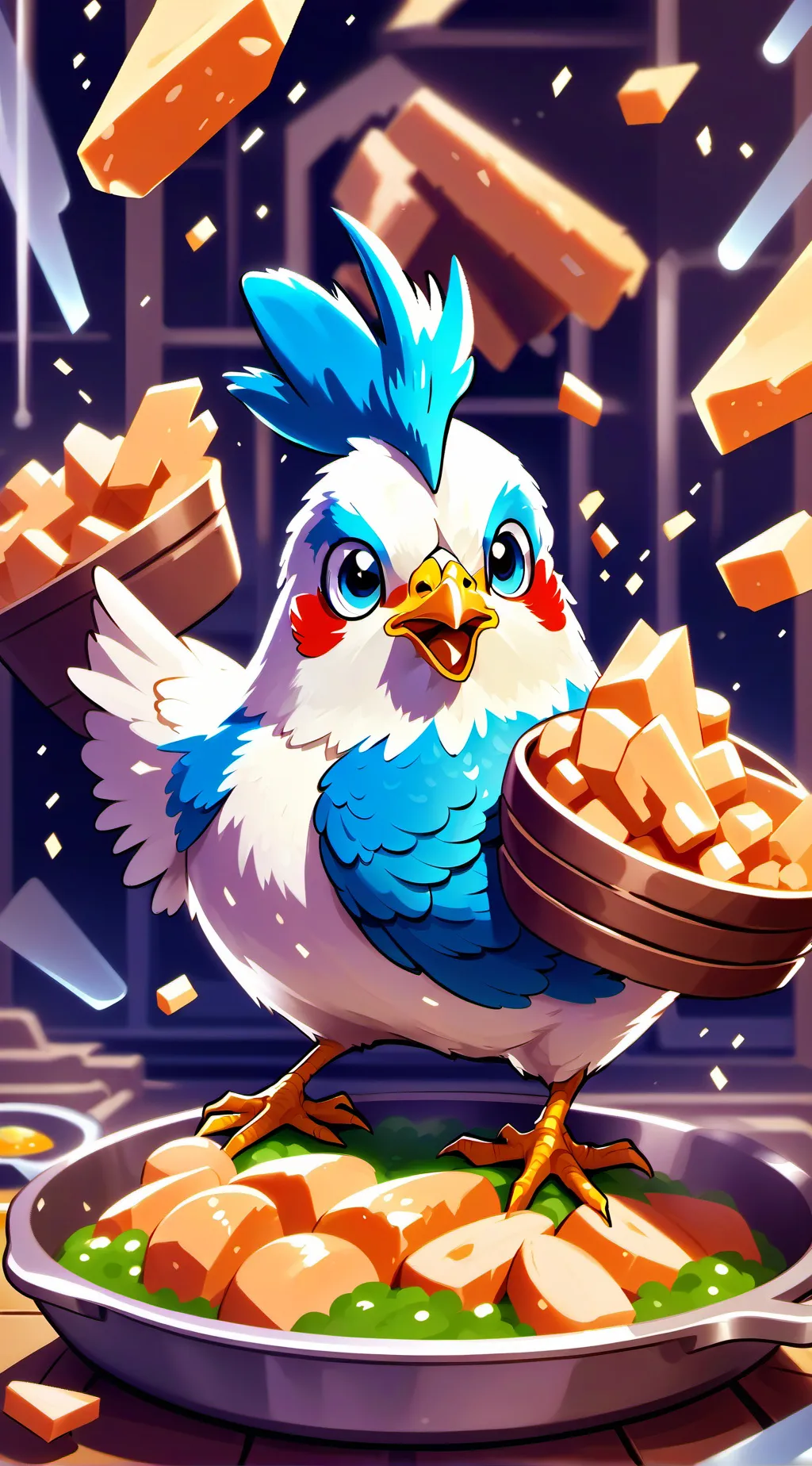 ai character: chicken  background