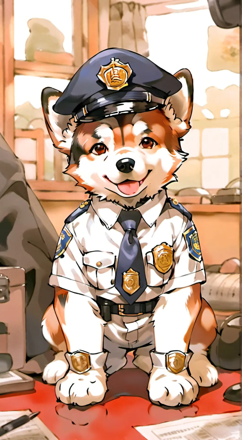 ai character: Sheriff Labrador background