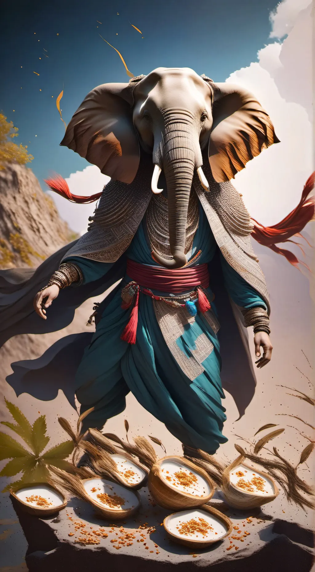 ai character: Ninja elefetanto. background