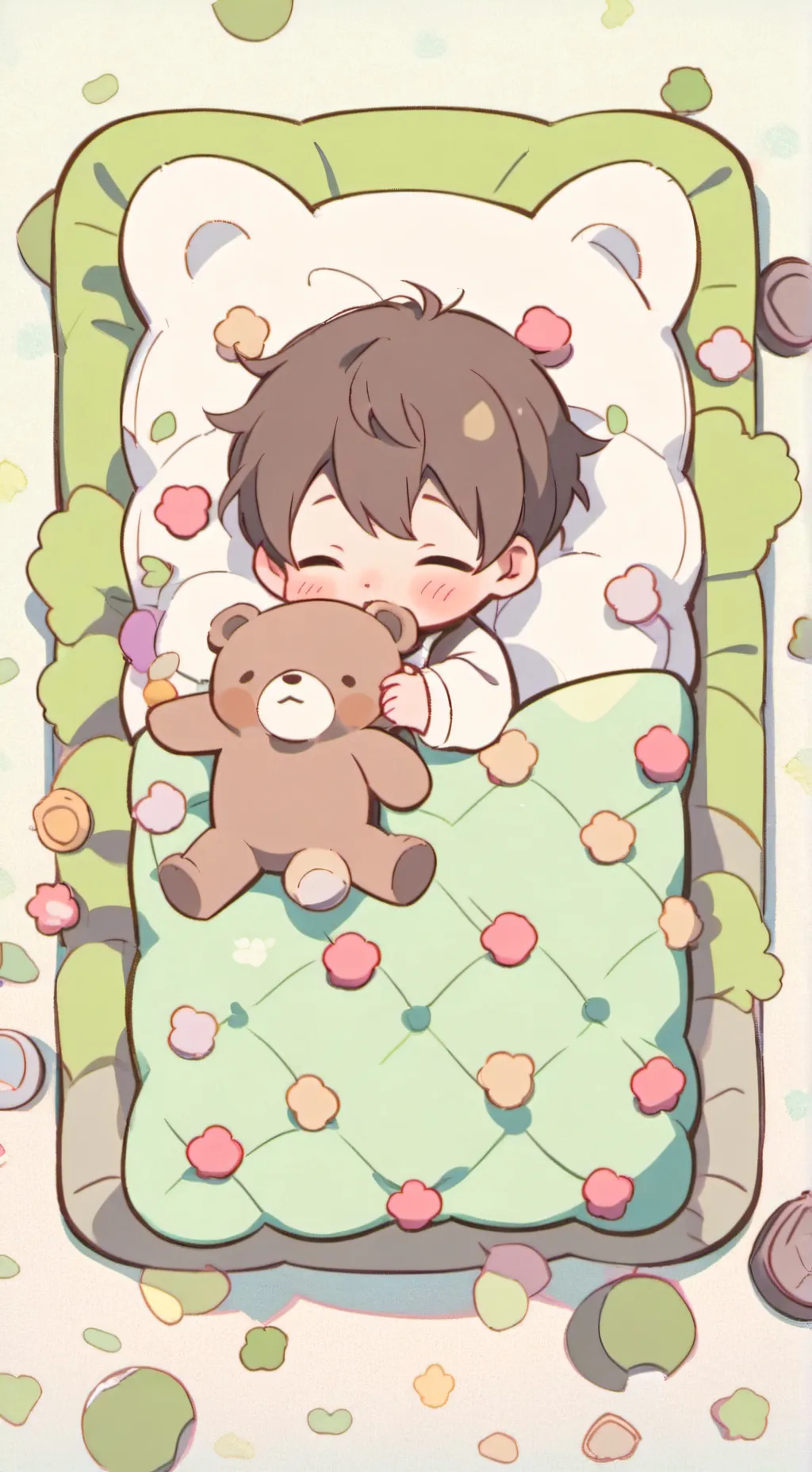 ai character: sleeping baby boy background