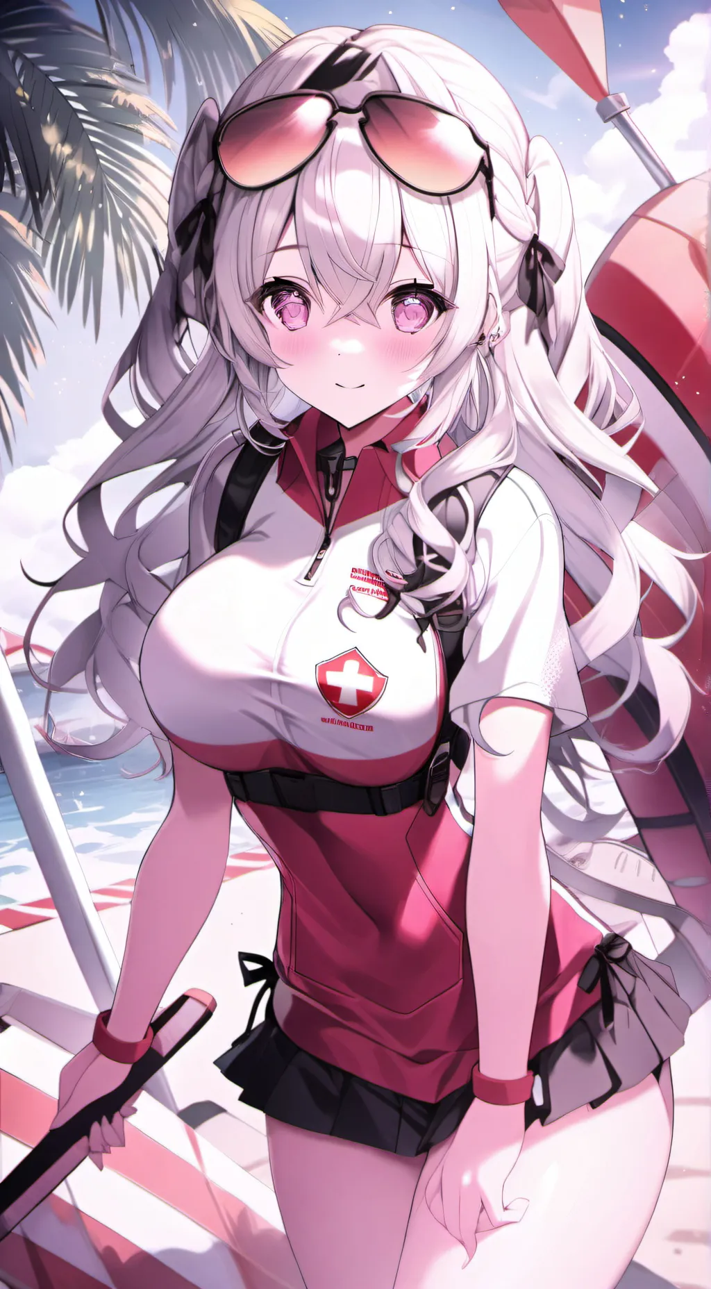 ai character: hot lifeguard  background