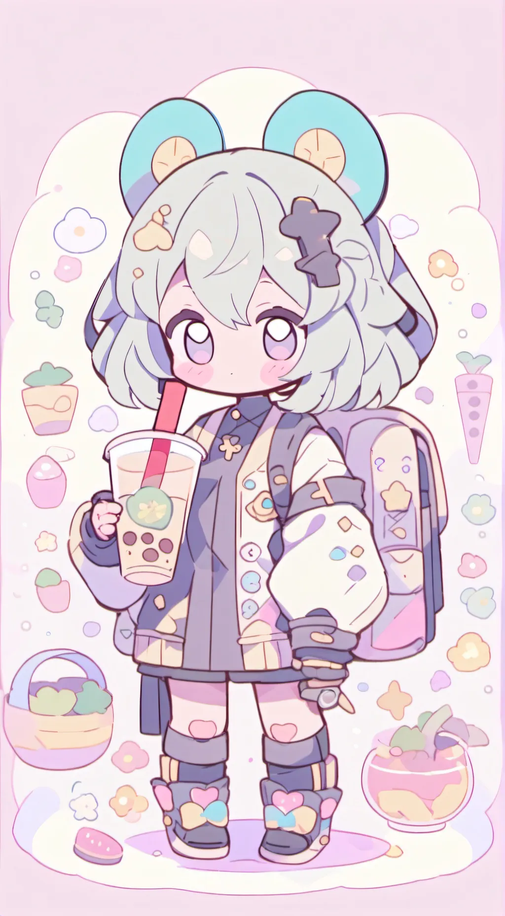 ai character: Boba shop fight  background