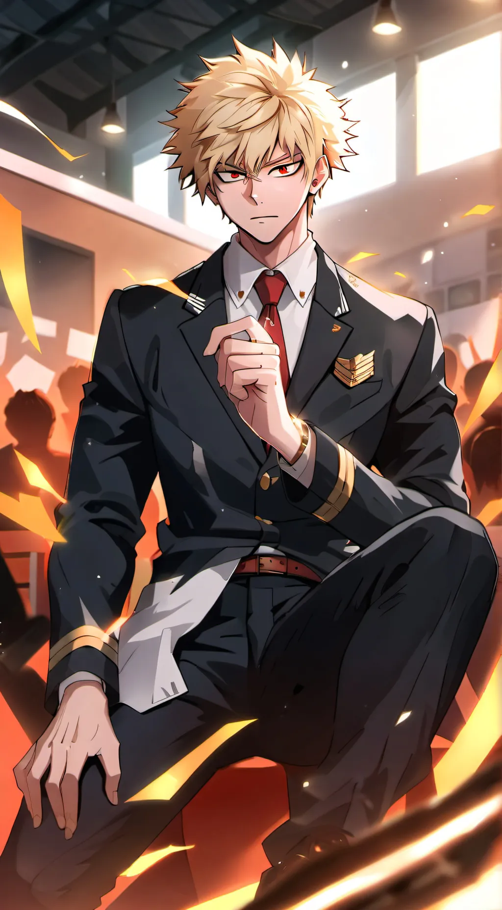 ai character: Katsuki Bakugo  background