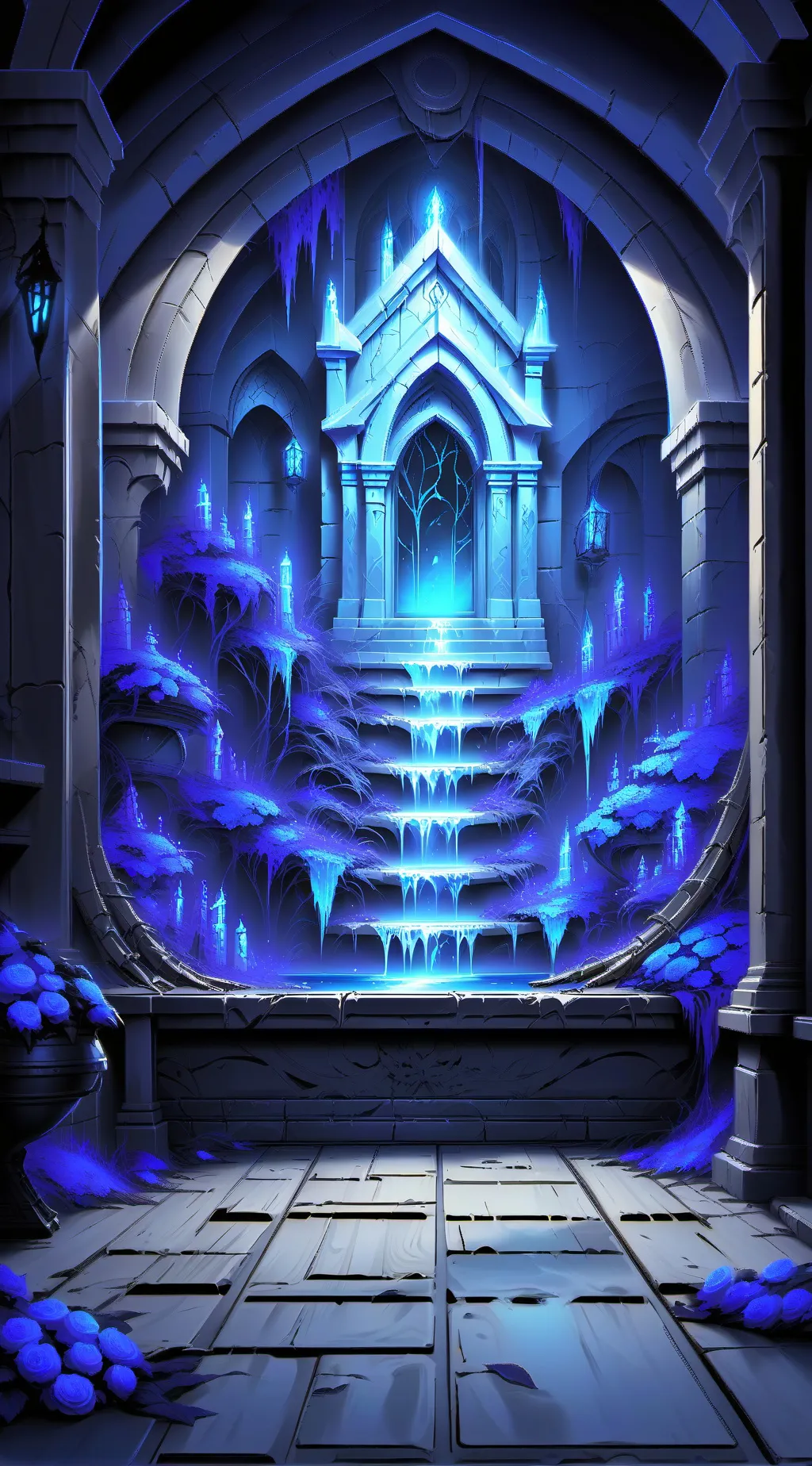 ai character: ghost ice house background