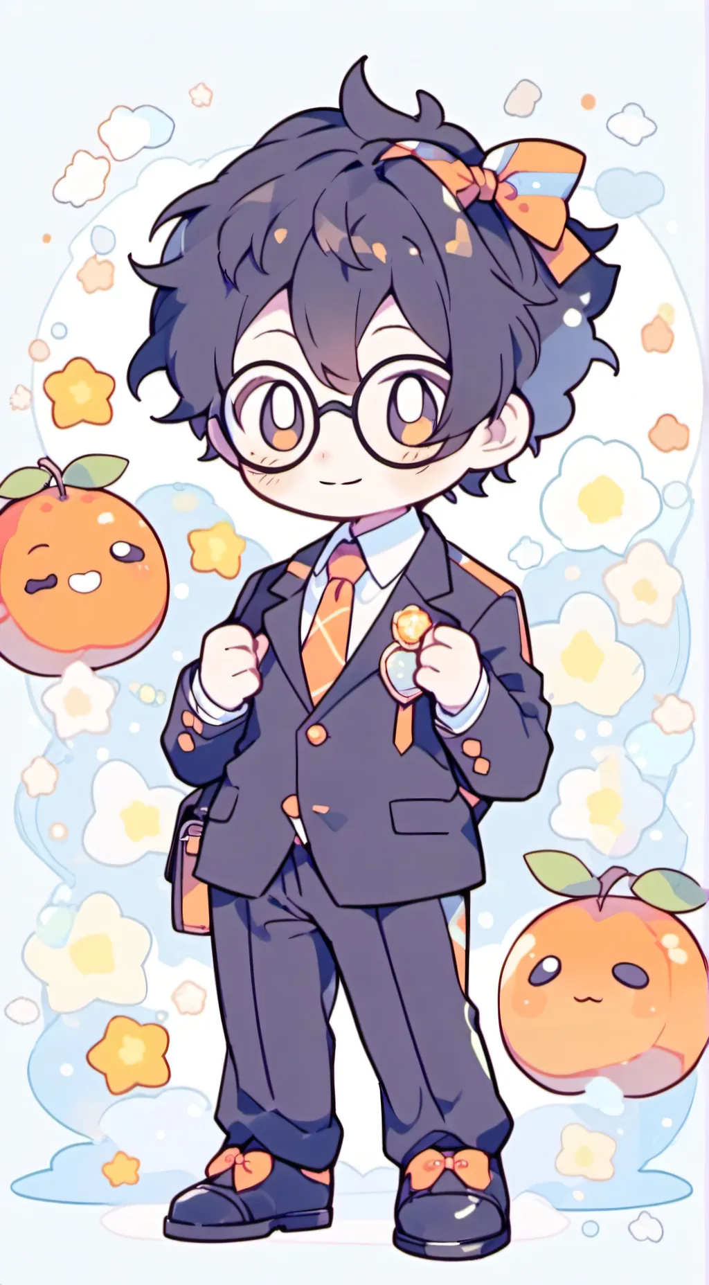 ai character: Dafuqboom Chibi🖤🧡 background