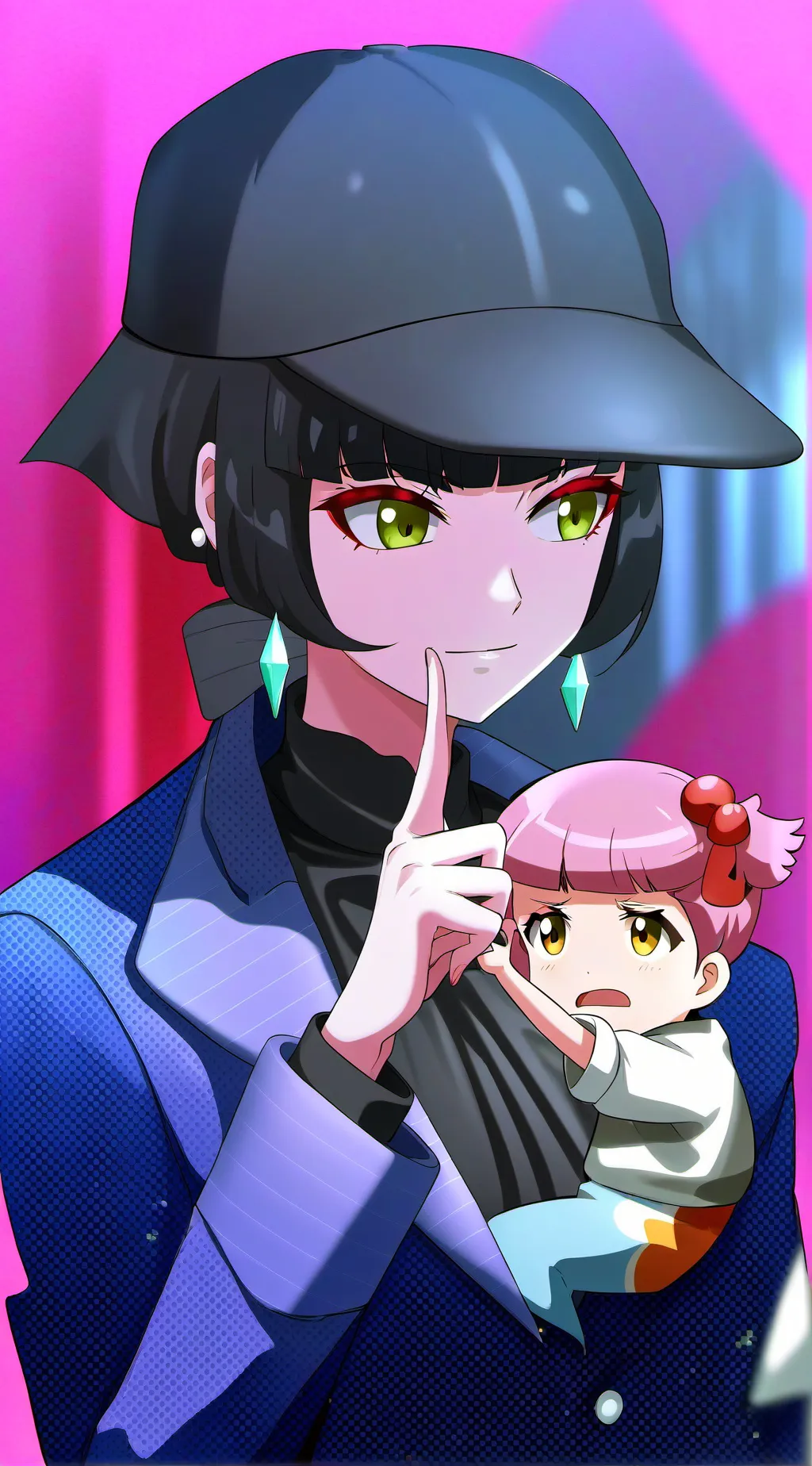 ai character: little sis and mom background
